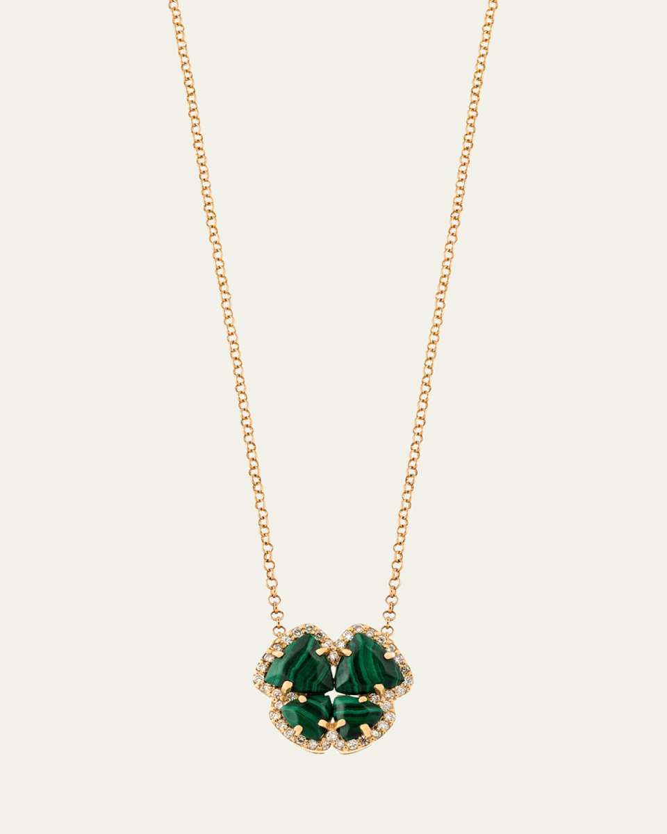 Rose Gold Petit Butterfly Necklace With Malachite And Diamonds